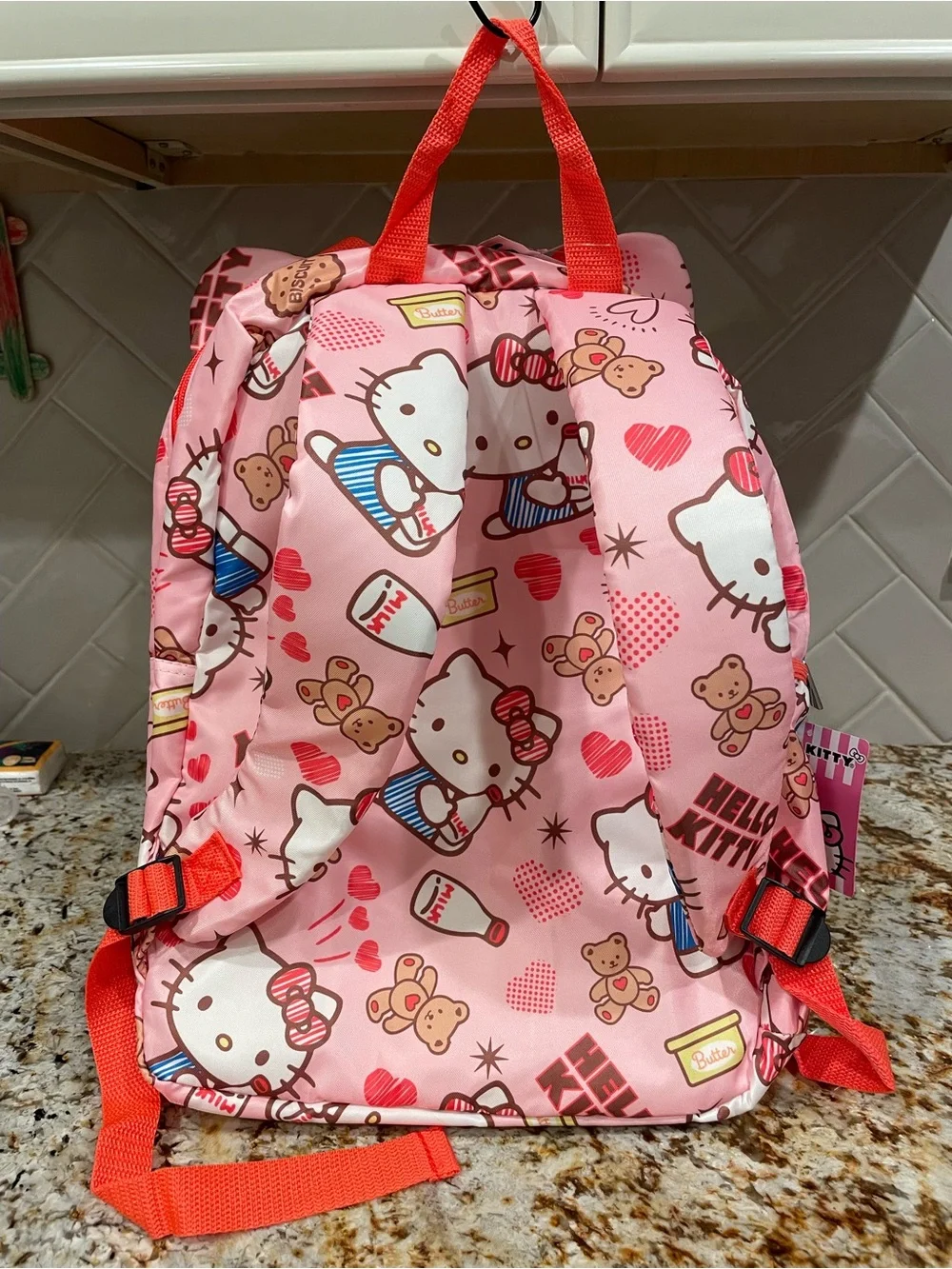 HELLO KITTY BACKPACK WITH BOW & TEDDY PRINT